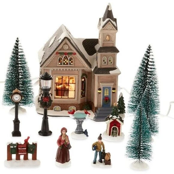 Brand New Holiday Time Christmas Village Set of 20 Pieces - Picture 3 of 5